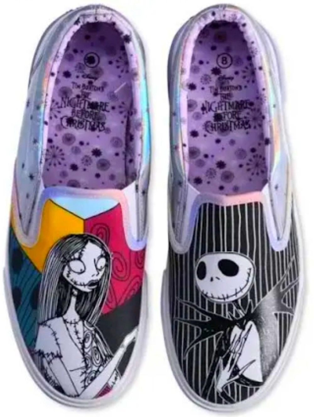 Nightmare Before Christmas Purple Iridescent Slip On Shoes